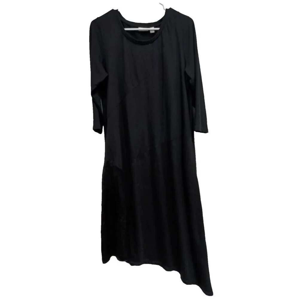 LOGO Lounge by Lori Goldstein Dress Womens Medium Black Asymmetrical Minimalist